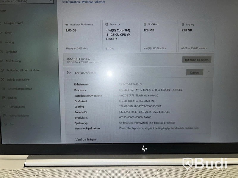 Laptop HP EliteBook 850 G7, i5, 8 GB RAM