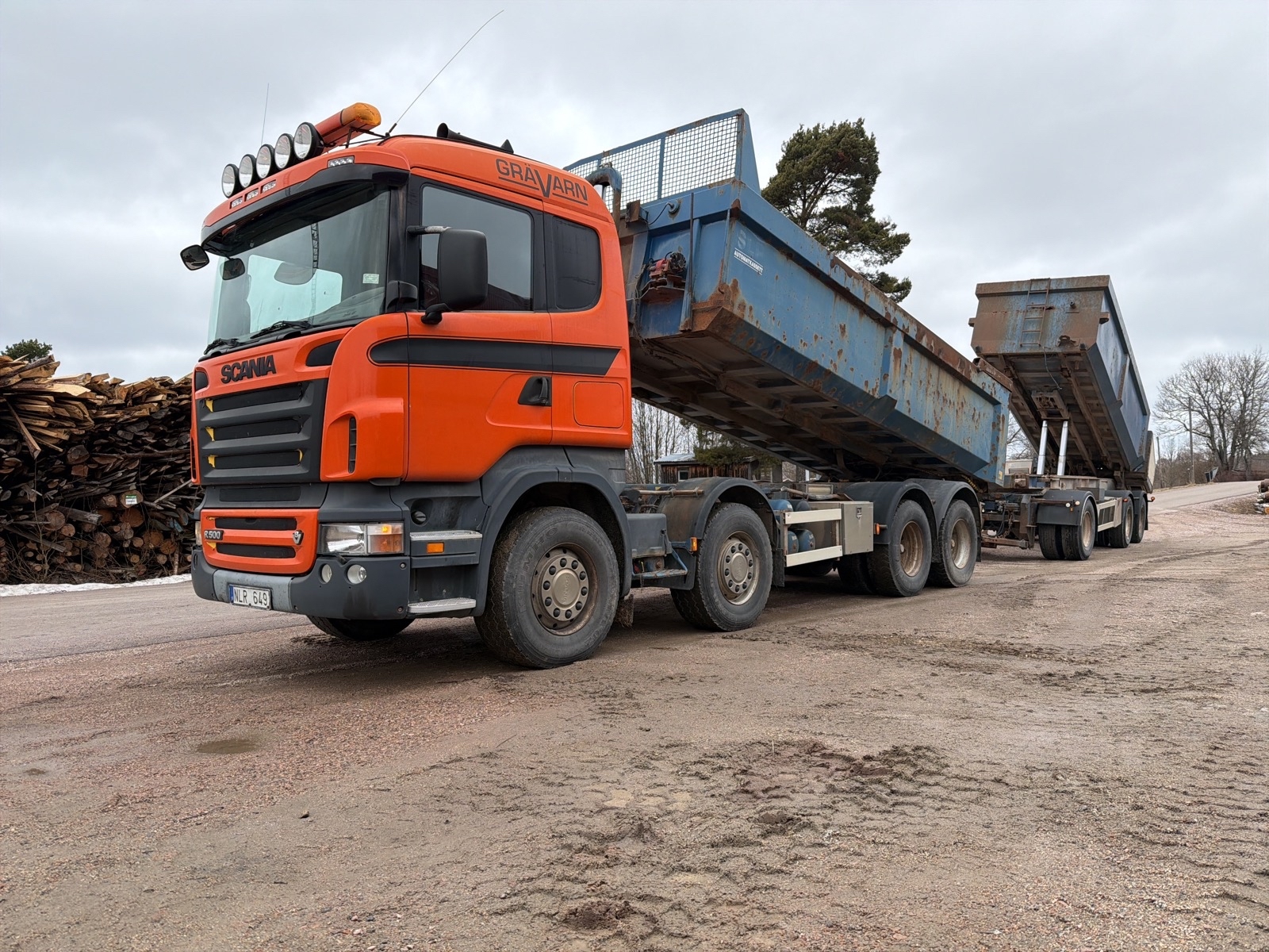 Tippbil Scania R500 8x4, 2006, ink Tippkärra – Fullt ekipage