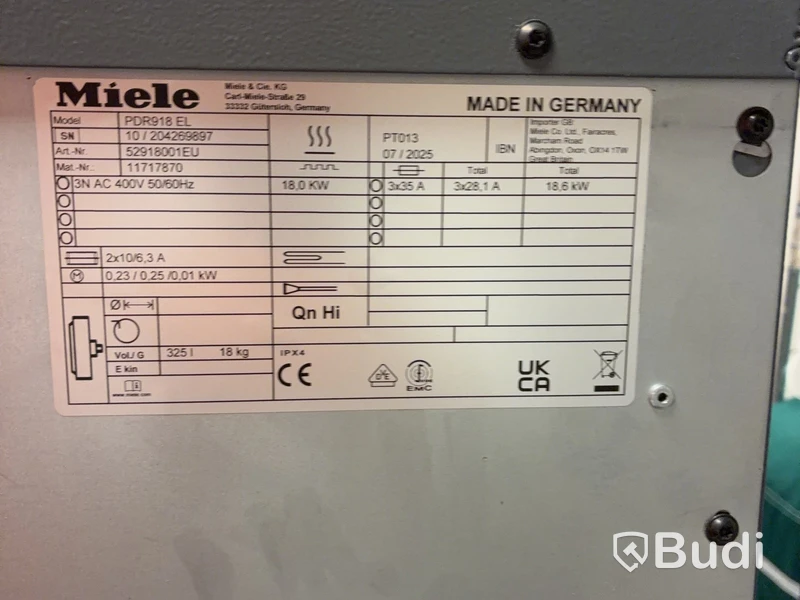 Torktumlare Miele PDR918 EL, proffsmodell, 325 l