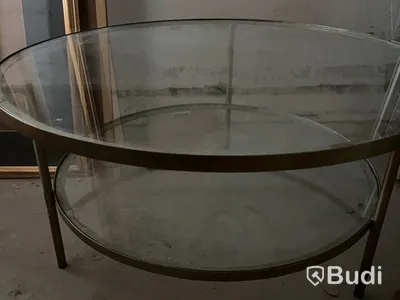 Coffee table, glass and brass, Ø96 cm