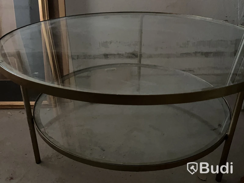 Coffee table, glass and brass, Ø96 cm