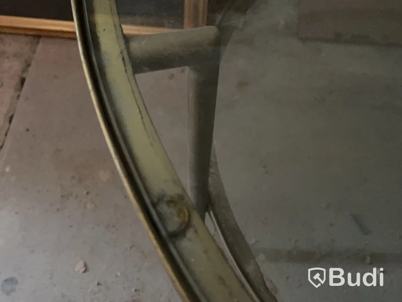 Coffee table, glass and brass, Ø96 cm