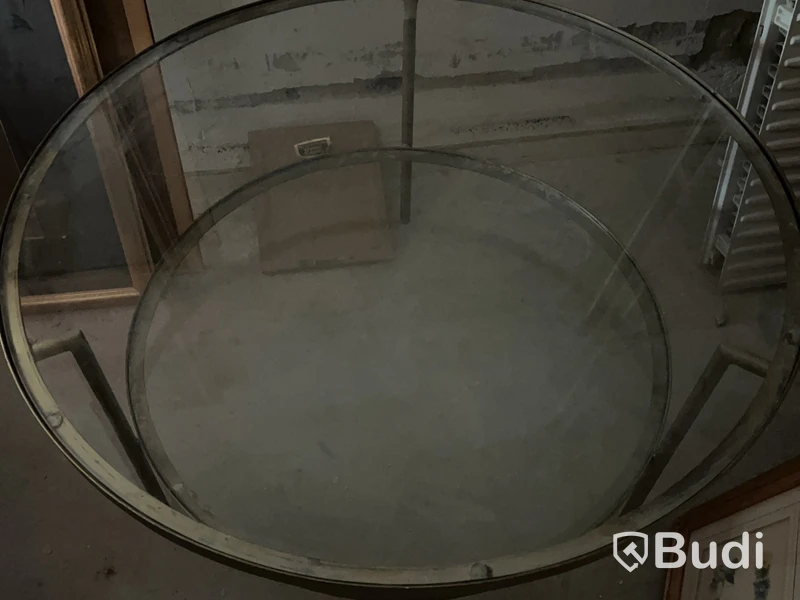 Coffee table, glass and brass, Ø96 cm