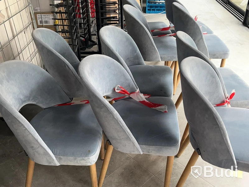 Chairs, blue velvet, set of 6, 80x45