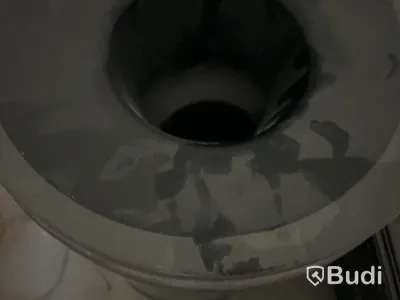 Black waste bin with lid, 68 cm