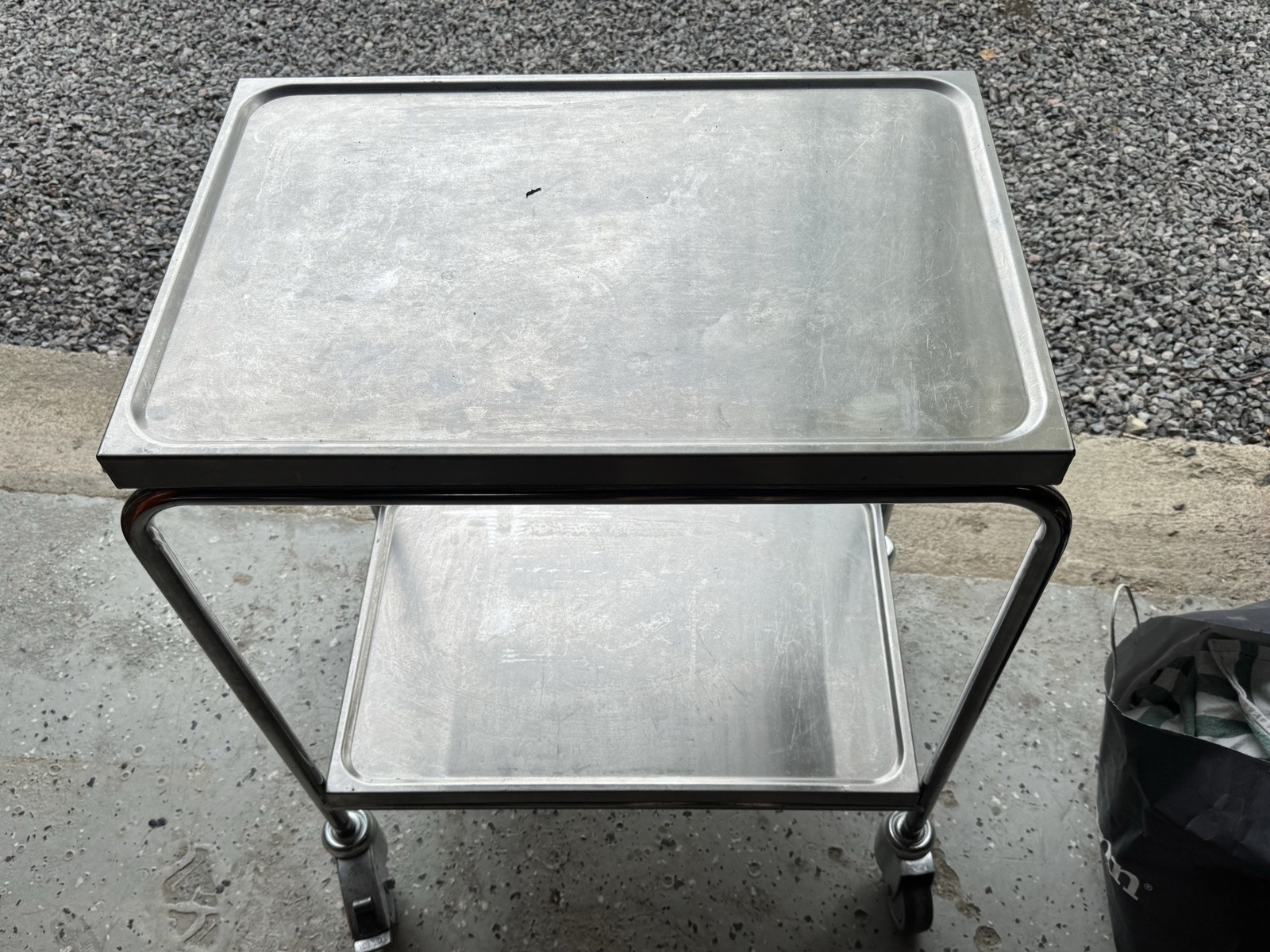 Serving trolley, stainless steel