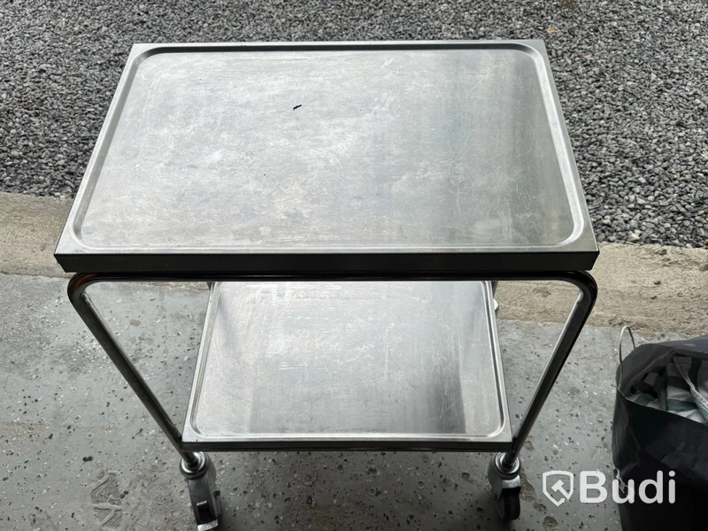 Serving trolley, stainless steel
