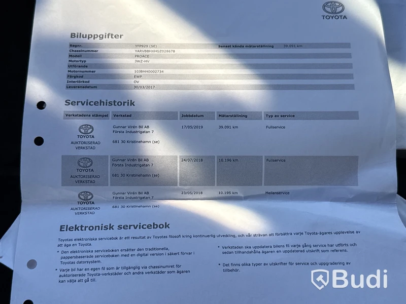 Toyota ProAce 1.6 D-4D | 15505 mil | Dubbla skjutdörrar | 116 hk | 2016