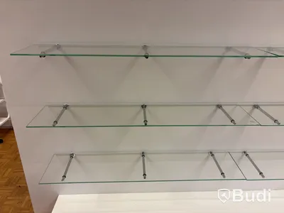 12 st. Vägghyllplan i glas, inkl. konsoller
