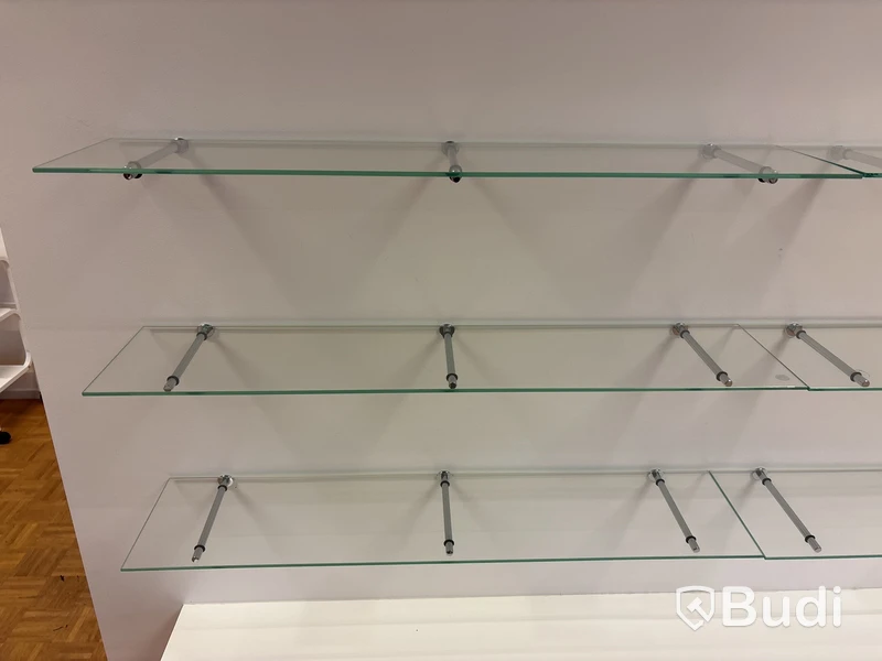 12 st. Vägghyllplan i glas, inkl. konsoller