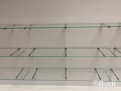 12 st. Vägghyllplan i glas, inkl. konsoller