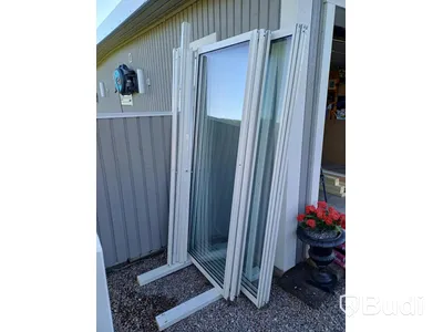 Sliding glass door sections, 3 units. Sold dismantled