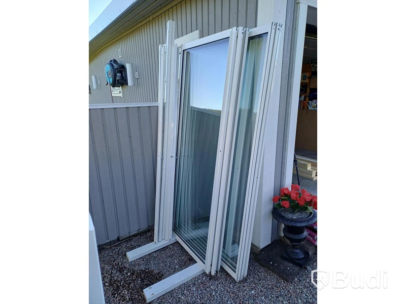 Sliding glass door sections, 3 units. Sold dismantled