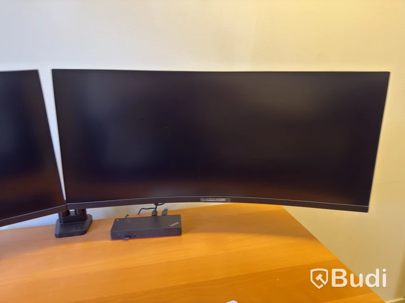2 office workstations with dual monitors