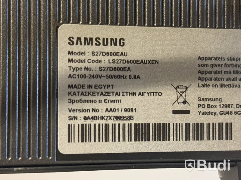 2 pcs 27” Samsung monitors, S27D600EA