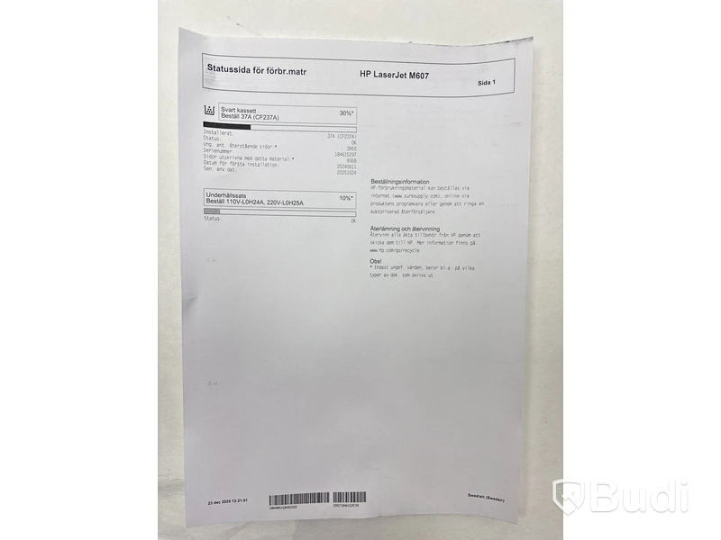 Skrivare HP Laserjet enterprise M607
