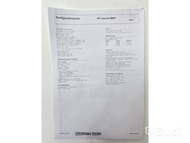 Skrivare HP Laserjet enterprise M607