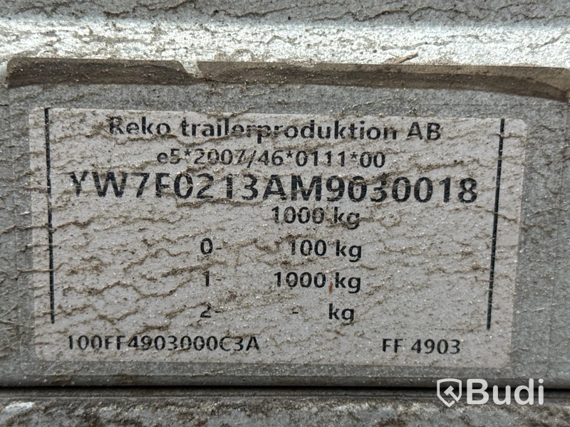 Bromsad släpvagn Reko Trailer FF 4903 | 1000 kg | 2021