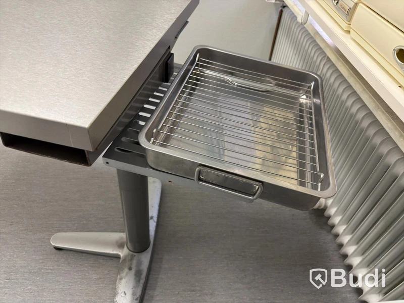 Work table with stainless steel top, 126×62 cm