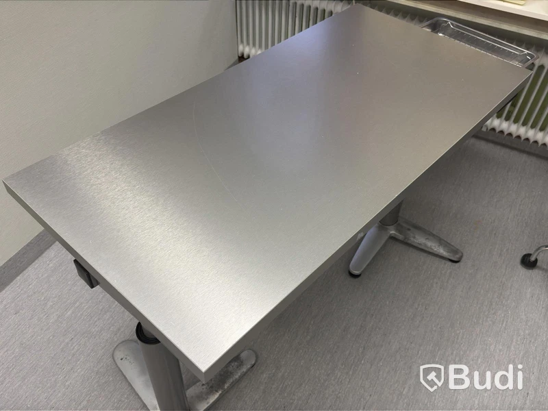 Work table with stainless steel top, 126×62 cm