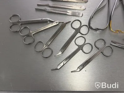 Assortment of stainless steel surgical instruments, incl. Kruuse, Dewimed and Glorius