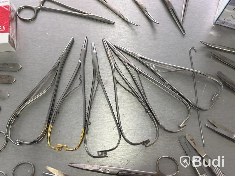 Assortment of stainless steel surgical instruments, incl. Kruuse, Dewimed and Glorius
