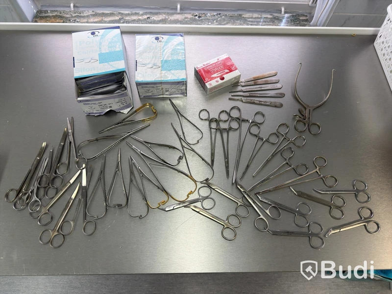 Assortment of stainless steel surgical instruments, incl. Kruuse, Dewimed and Glorius #2