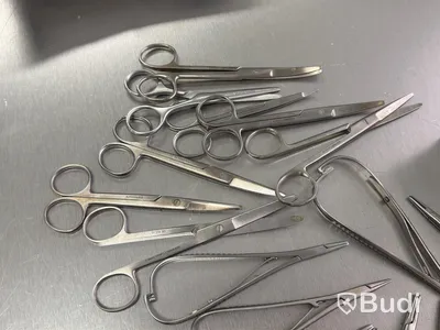 Assortment of stainless steel surgical instruments, incl. Kruuse, Dewimed and Glorius #2