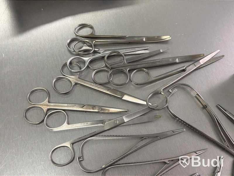 Assortment of stainless steel surgical instruments, incl. Kruuse, Dewimed and Glorius #2