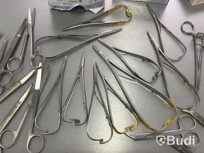 Assortment of stainless steel surgical instruments, incl. Kruuse, Dewimed and Glorius #2