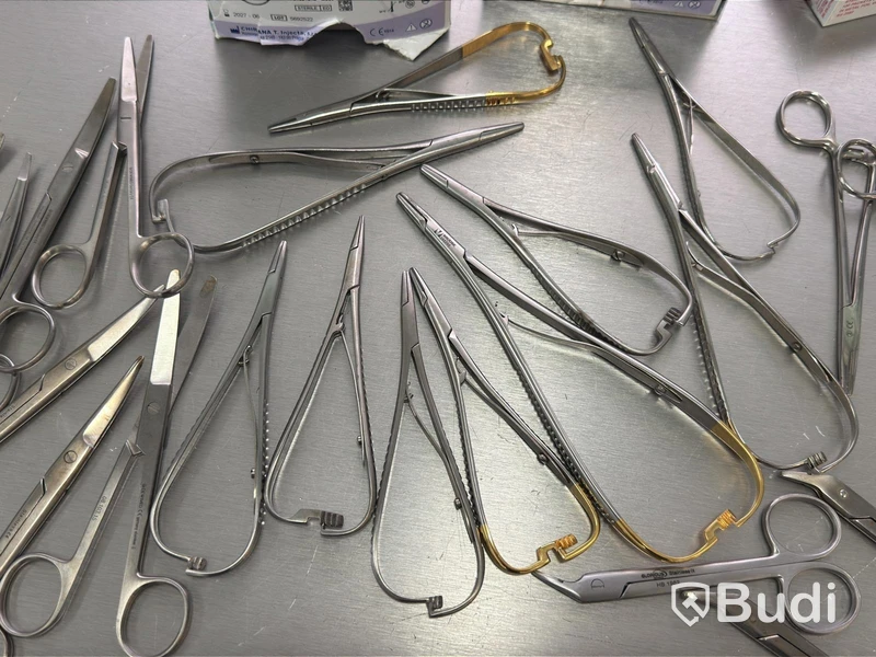 Assortment of stainless steel surgical instruments, incl. Kruuse, Dewimed and Glorius #2