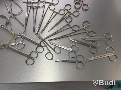 Assortment of stainless steel surgical instruments, incl. Kruuse, Dewimed and Glorius #2