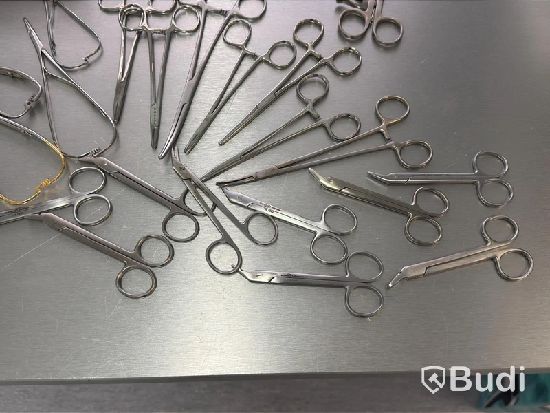 Assortment of stainless steel surgical instruments, incl. Kruuse, Dewimed and Glorius #2