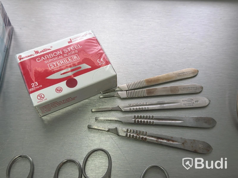 Assortment of stainless steel surgical instruments, incl. Kruuse, Dewimed and Glorius #2