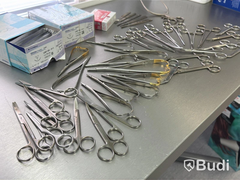Assortment of stainless steel surgical instruments, incl. Kruuse, Dewimed and Glorius #2