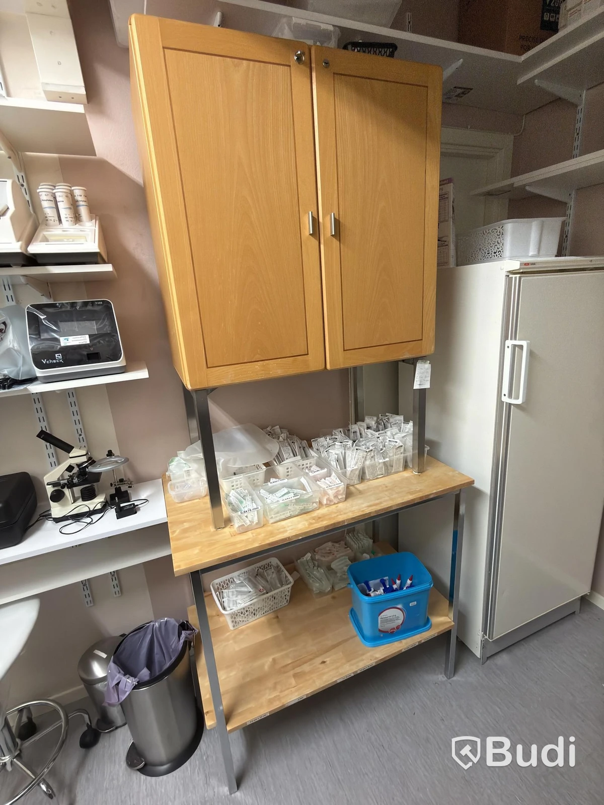 Bench with storage cupboard
