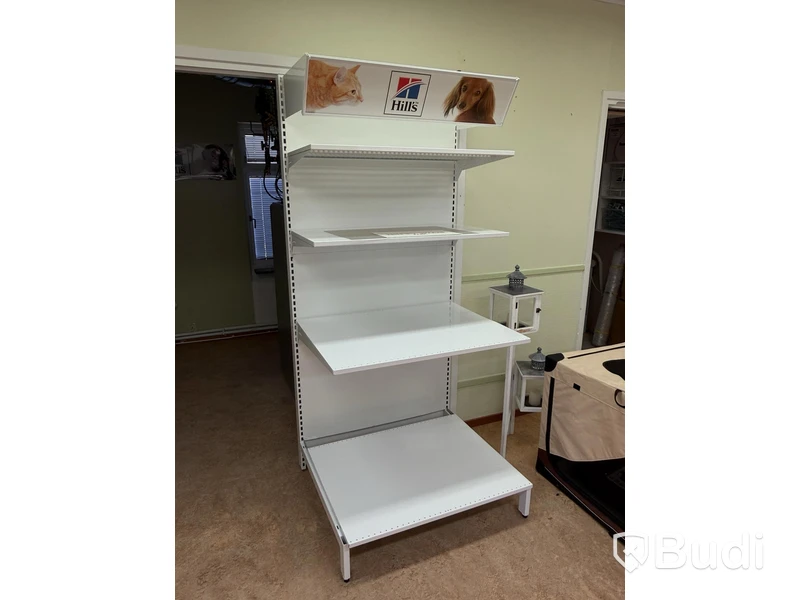 Butikshylla, 13 sektioner, samt diverse butiksinredning