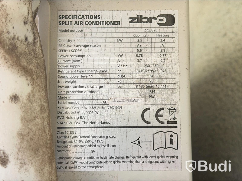 3 st Luftvärmepump/ AC, Zibro SC 3325 - 3 st innedelar med 2 st utedelar