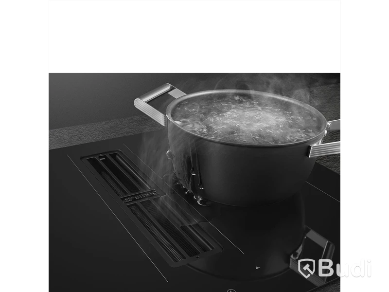 Induktionshäll Smeg med integrerad köksfläkt, 83 cm, Svart, HOBD482D2