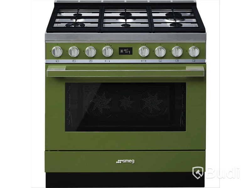 Gasspis med Elektrisk ugn Smeg 90x60 cm, Grön, Portofino CPF9GPOG