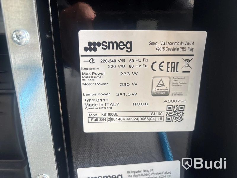 Köksfläkt Smeg Väggmonterad 60 cm, Svart, Universal KBT600BL
