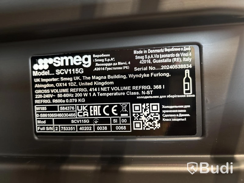 Vinkyl Smeg Fristående, Rostfritt stål, Anti fingerprint, Classic SCV115G