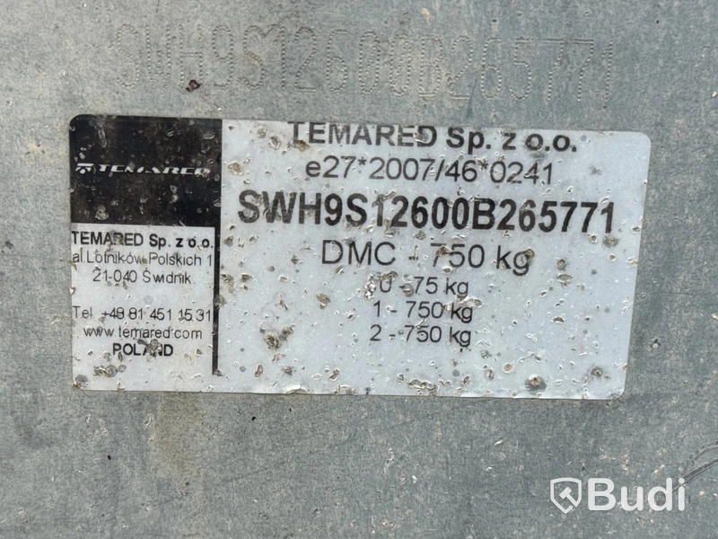 Obromsad boggivagn Temared | 750 kg | Ej registreringsbesiktigad