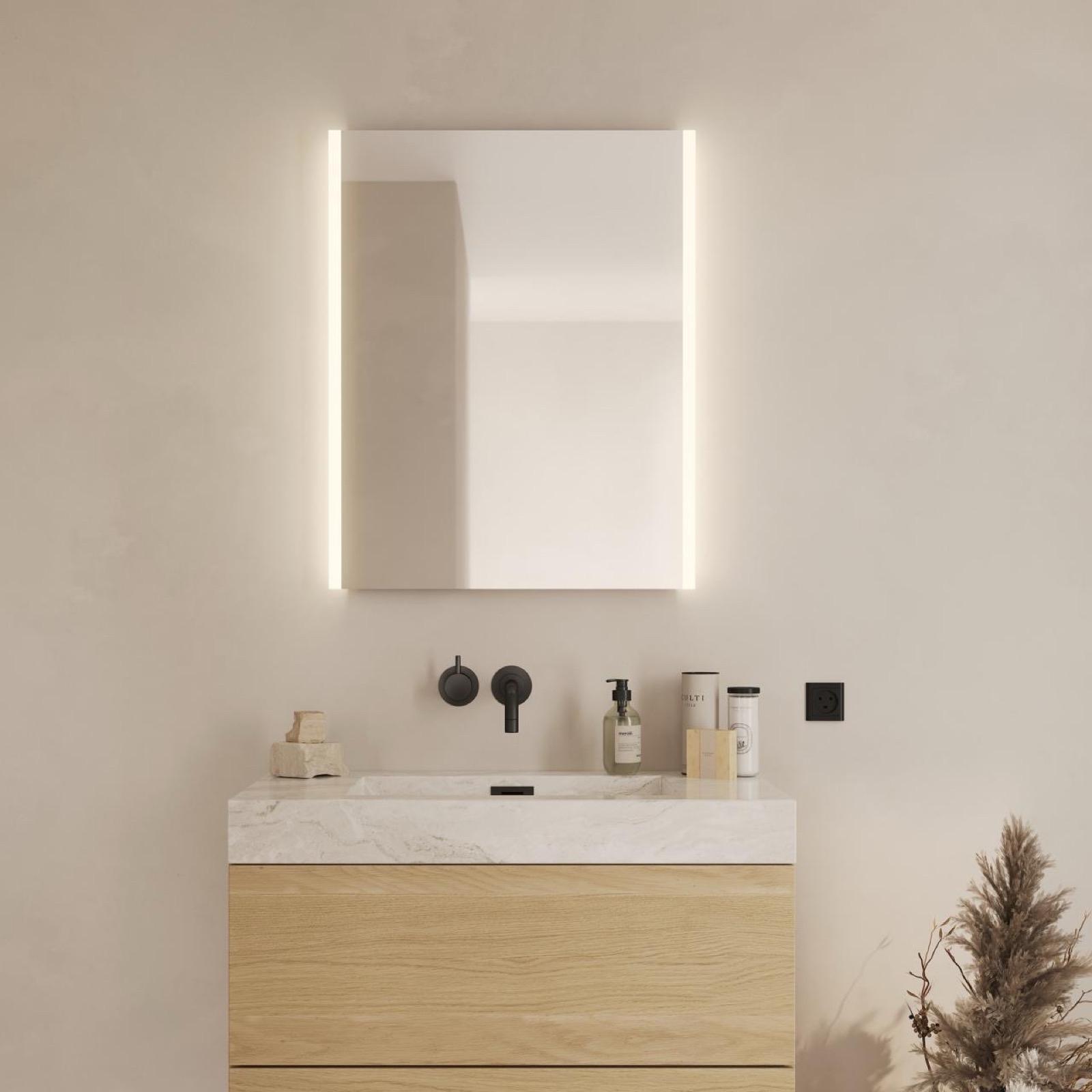 Spegel med belysning Loevschall, Lago 600x750 mm.