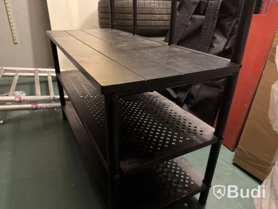 Hallmöbel svart metall med bänk