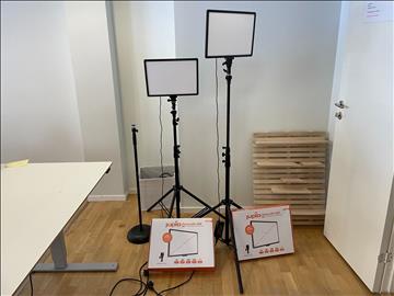 Ljuskit med 2st Ledpaneler Jupiter PowerLed 288 på stativ samt mikrofonstativ
