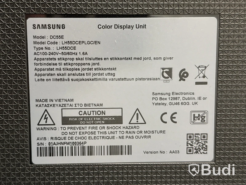 Skärm Samsung  DC55E, 55 tum