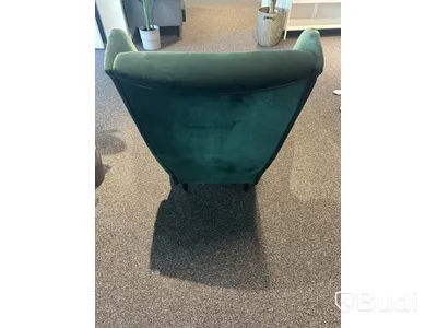 Fåtölj grön, fotpall ingår