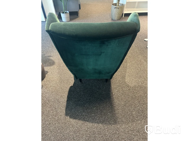 Fåtölj grön, fotpall ingår