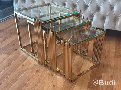 Satsbord, 3 del, guld/ glas